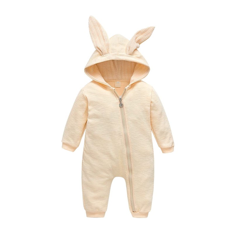 Simplee kids Animal Bunny Baby Easter Clothes Long Ear Rabbit Hoodie Romper with Zipper - Image 2